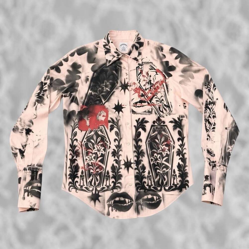 Brooks Brothers Hand Painted Custom Gothic Punk Shirt Size 8